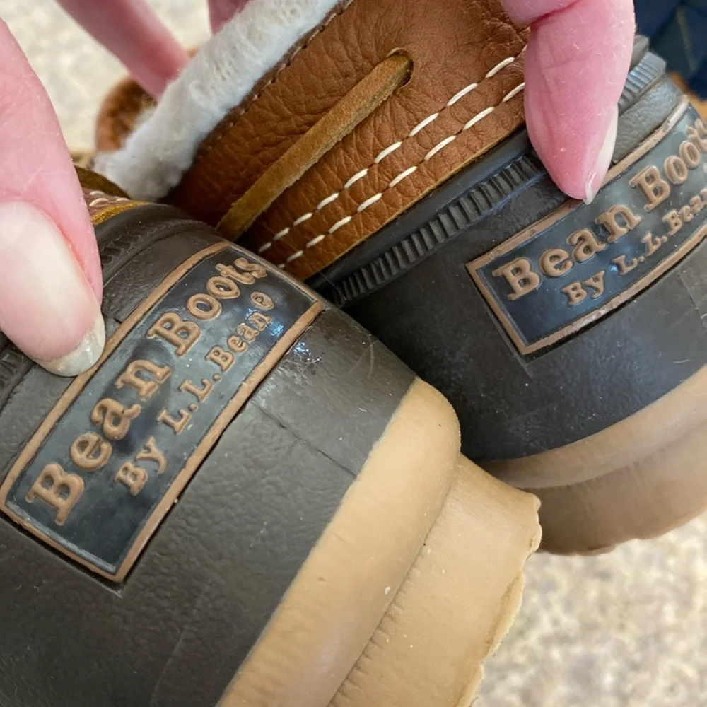 L.L. Bean Lined Upper Rubber Leather  Boots 6M CM Low Duck Boots -No Innersoles